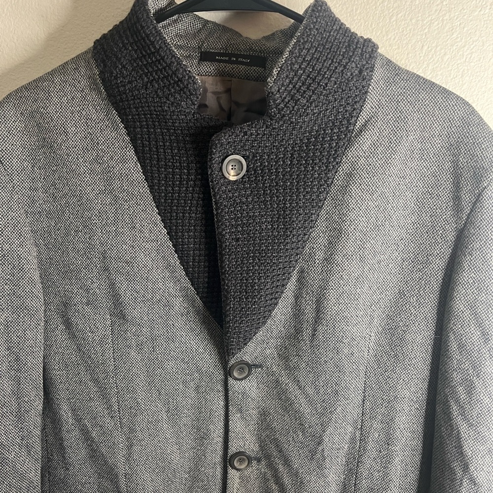 Gray Blazer with Knit Collar - Picture 3 of 5